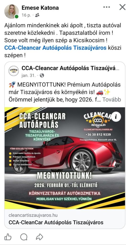 CCA-Cleancar Autóápolás Tiszaújváros